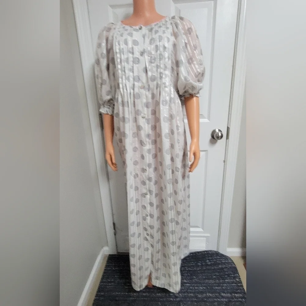 Vintage Christian Dior Lounge Wear Polka Dot Babydoll Dressing Gown.